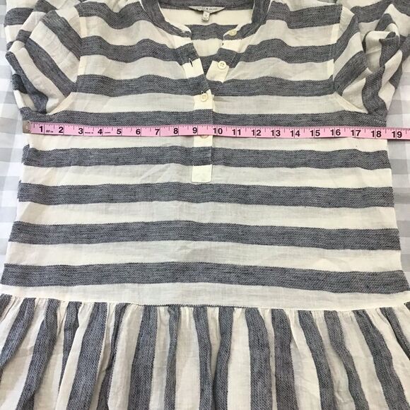 LUCKY Brand striped white blue jeans frills buttom blouse small boho lagenlook - Picture 7 of 12